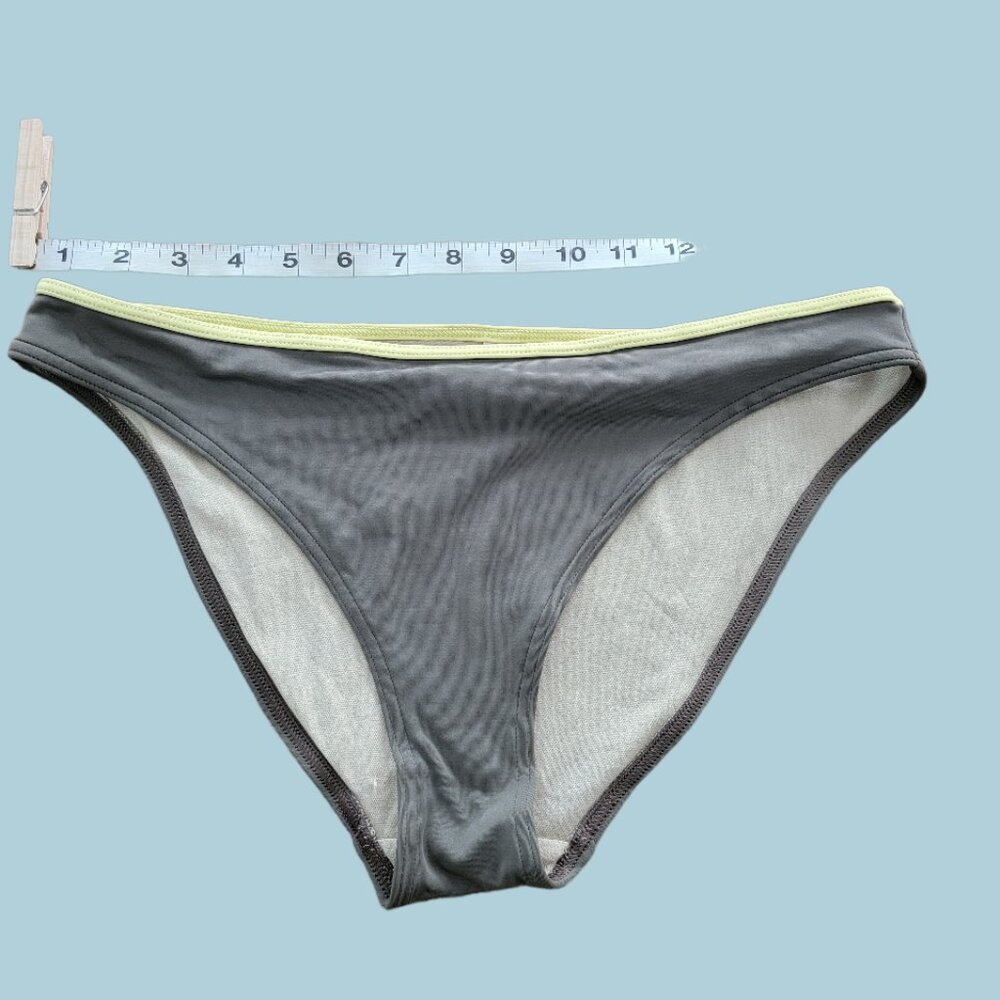 Victoria's Secret Olive Swim Bottom W Yellow Piping and Metal Logo Tag